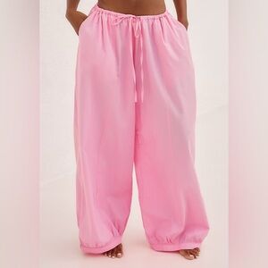 Anthropologie Wide-Leg Drawstring Pants in Pink